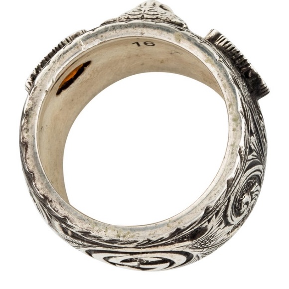 GUCCI SILVER GARNET RING TIGER HEAD - Picture 4 of 10